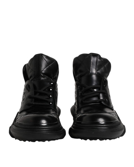 Dolce & Gabbana Black Leather Casual Mens Ankle Boots Shoes