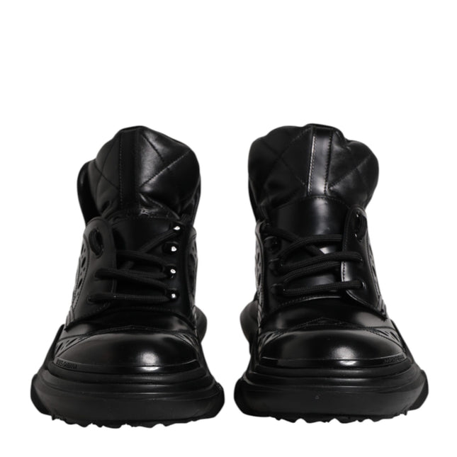 Dolce & Gabbana Black Leather Casual Mens Ankle Boots Shoes