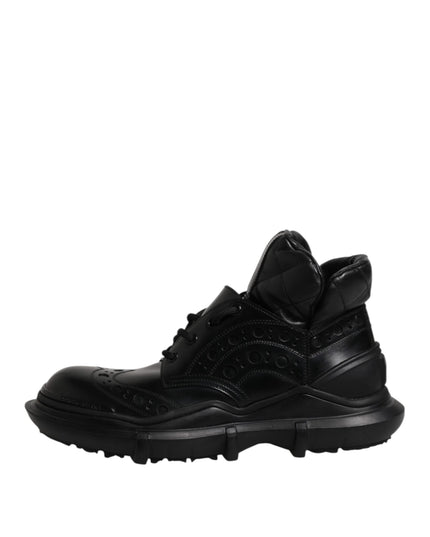 Dolce & Gabbana Black Leather Casual Mens Ankle Boots Shoes