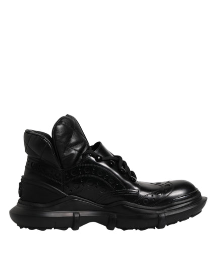 Dolce & Gabbana Black Leather Casual Mens Ankle Boots Shoes