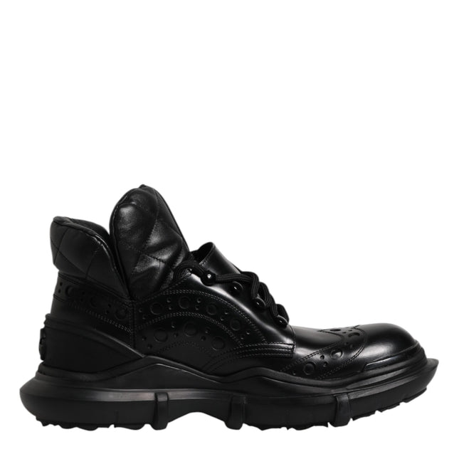 Dolce & Gabbana Black Leather Casual Mens Ankle Boots Shoes