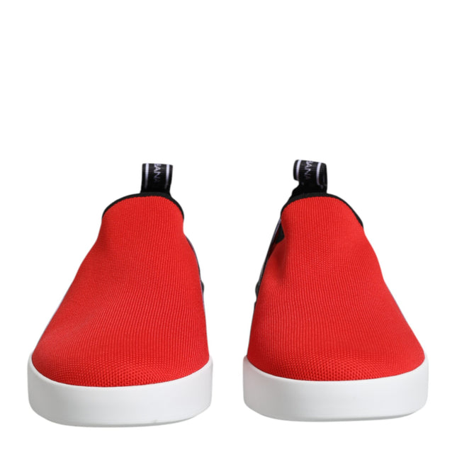 Dolce & Gabbana Red Logo Low Top Slip On Men Sneakers Shoes