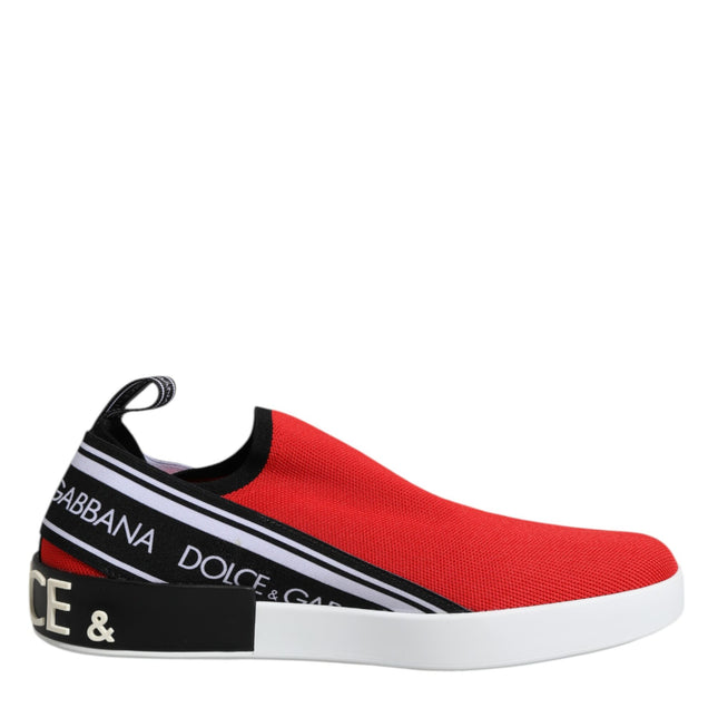 Dolce & Gabbana Red Logo Low Top Slip On Men Sneakers Shoes