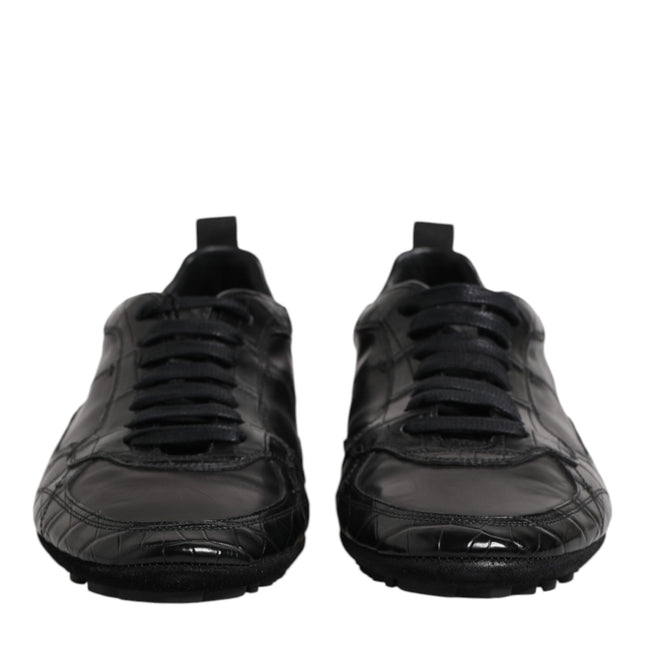 Dolce & Gabbana Black Exotic Leather Low Top Sneakers Shoes