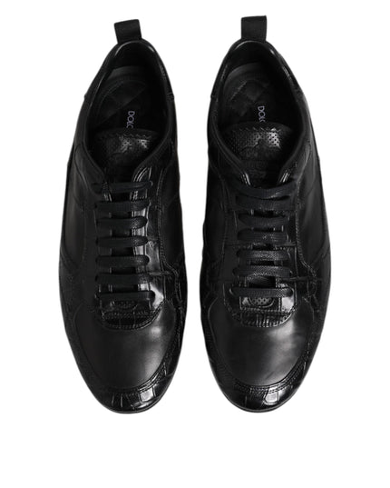 Dolce & Gabbana Black Exotic Leather Low Top Sneakers Shoes