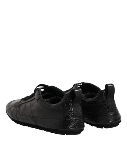 Dolce & Gabbana Black Exotic Leather Low Top Sneakers Shoes