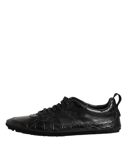 Dolce & Gabbana Black Exotic Leather Low Top Sneakers Shoes