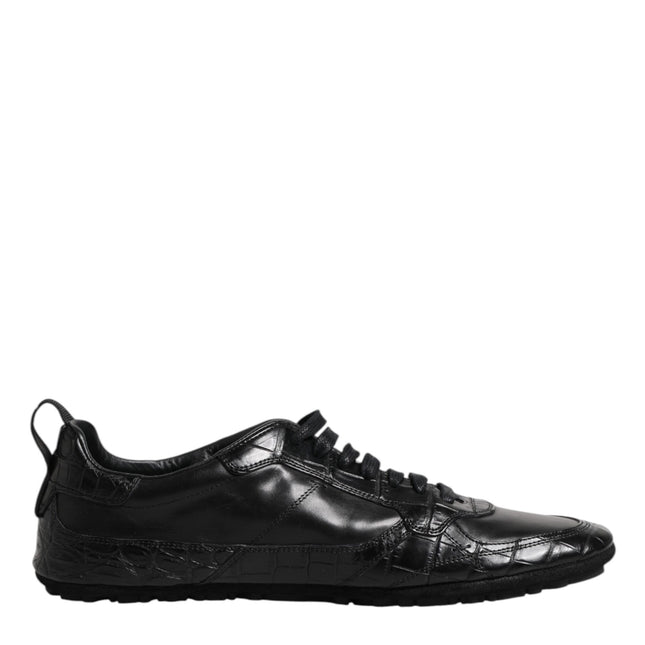 Dolce & Gabbana Black Exotic Leather Low Top Sneakers Shoes