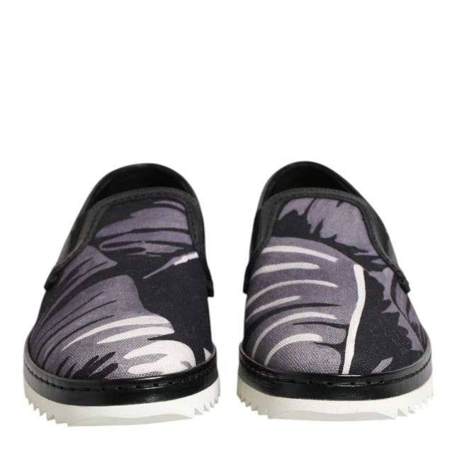 Dolce & Gabbana Black Tropical Slip On Men Sneakers Shoes