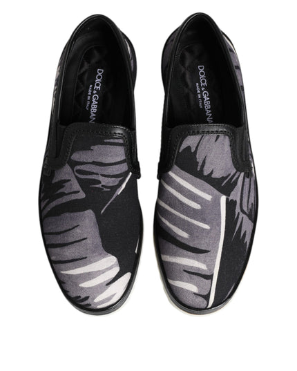 Dolce & Gabbana Black Tropical Slip On Men Sneakers Shoes