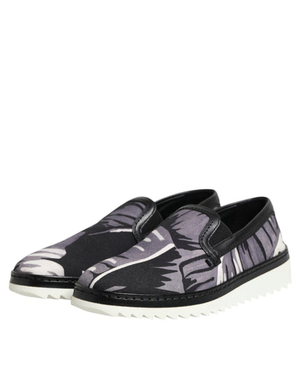 Dolce & Gabbana Black Tropical Slip On Men Sneakers Shoes