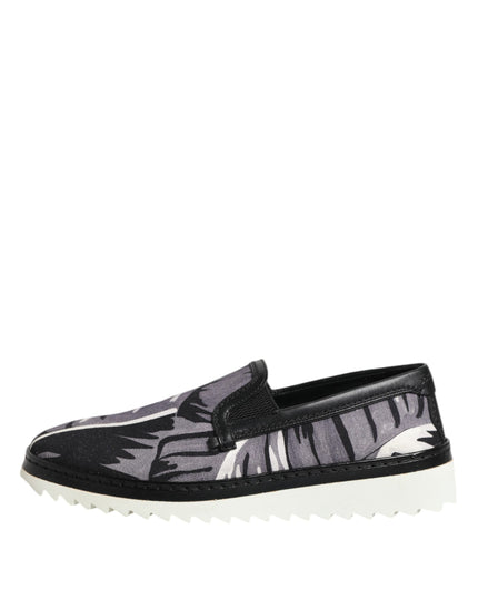 Dolce & Gabbana Black Tropical Slip On Men Sneakers Shoes