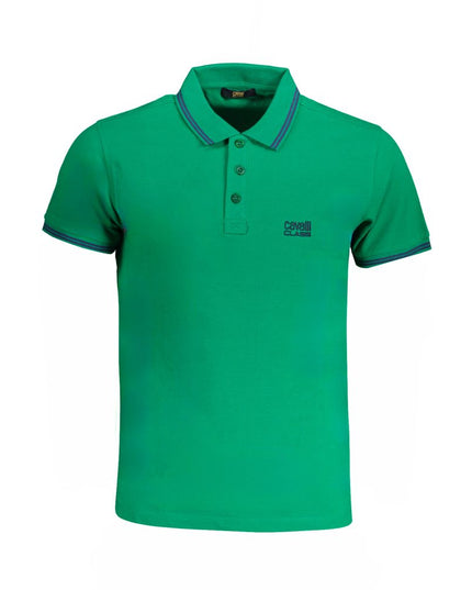 Cavalli Class Green Cotton Polo Shirt