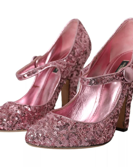 Dolce & Gabbana Pink Sequin Mary Jane Pumps High Heels Shoes