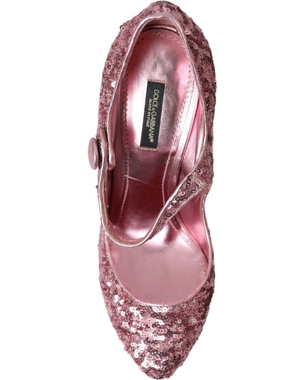Dolce & Gabbana Pink Sequin Mary Jane Pumps High Heels Shoes