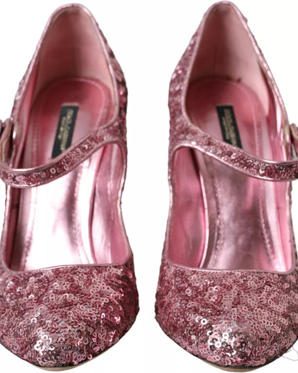 Dolce & Gabbana Pink Sequin Mary Jane Pumps High Heels Shoes