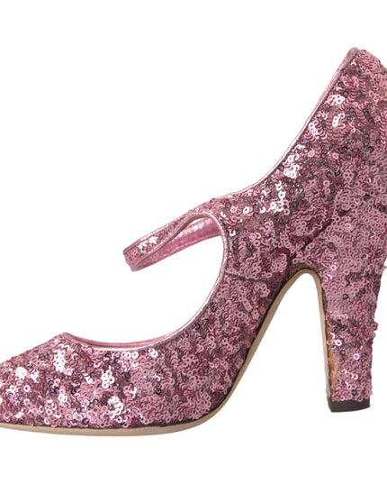 Dolce & Gabbana Pink Sequin Mary Jane Pumps High Heels Shoes