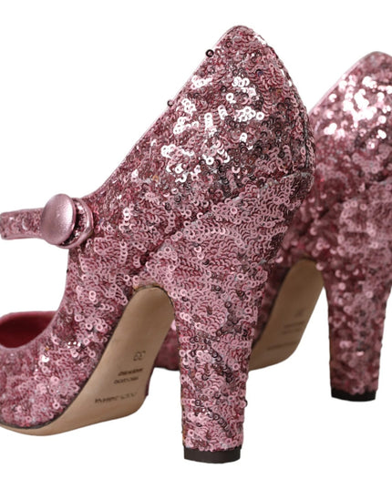 Dolce & Gabbana Pink Sequin Mary Jane Pumps High Heels Shoes