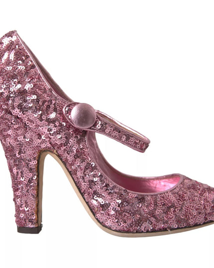 Dolce & Gabbana Pink Sequin Mary Jane Pumps High Heels Shoes
