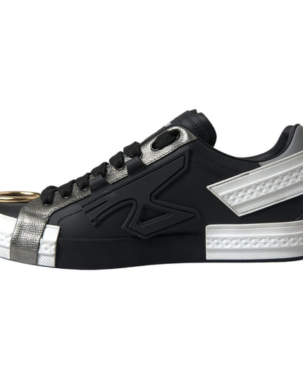 Dolce & Gabbana Black Leather Low Top Sneakers Portofino Shoes