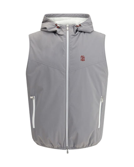 Brunello Cucinelli Gray Polyamide Sleveless Jacket