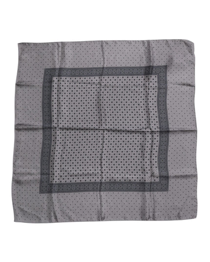 Dolce & Gabbana Gray Polka Dot Silk Square Men Foulard Scarf