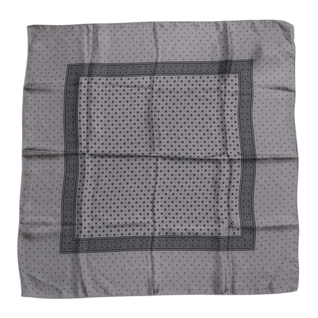 Dolce & Gabbana Gray Polka Dot Silk Square Men Foulard Scarf