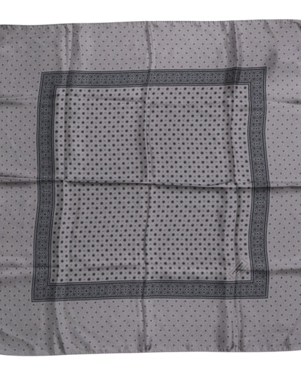 Dolce & Gabbana Gray Polka Dot Silk Square Men Foulard Scarf