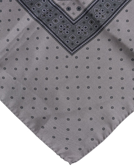 Dolce & Gabbana Gray Polka Dot Silk Square Men Foulard Scarf