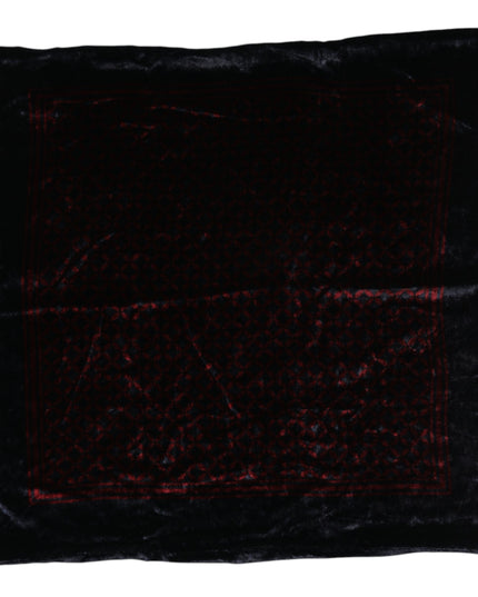 Dolce & Gabbana Black Red Viscose Square Men Foulard Scarf
