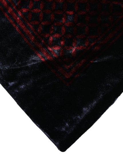 Dolce & Gabbana Black Red Viscose Square Men Foulard Scarf