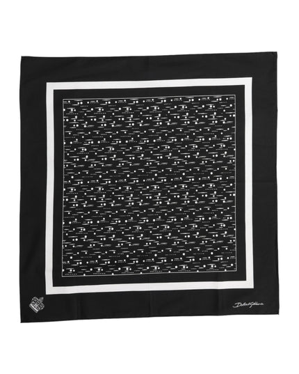 Dolce & Gabbana Black White Printed Square Foulard Scarf