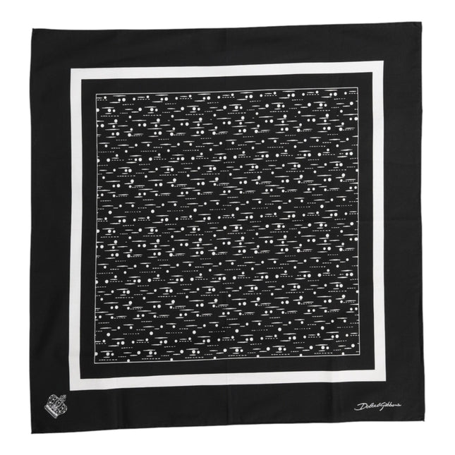 Dolce & Gabbana Black White Printed Square Foulard Scarf