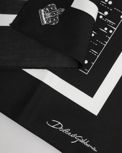 Dolce & Gabbana Black White Printed Square Foulard Scarf