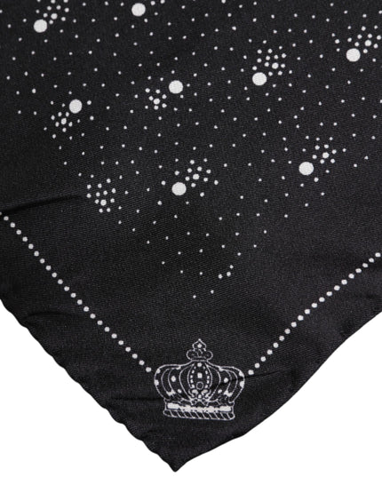 Dolce & Gabbana Black White Printed Square Men Foulard Scarf
