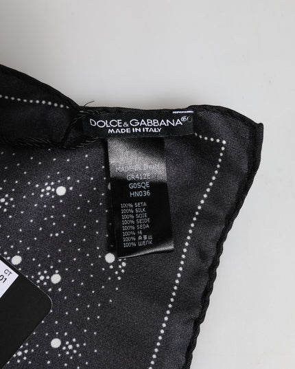 Dolce & Gabbana Black White Printed Square Men Foulard Scarf