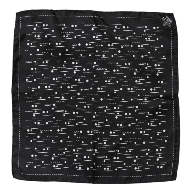 Dolce & Gabbana Black White Printed Square Men Foulard Scarf