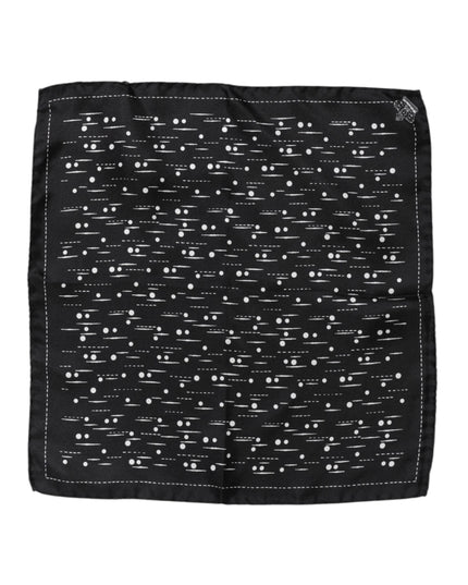 Dolce & Gabbana Black White Printed Square Men Foulard Scarf