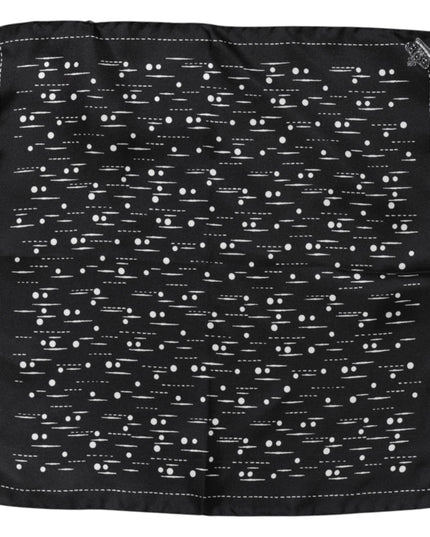 Dolce & Gabbana Black White Printed Square Men Foulard Scarf