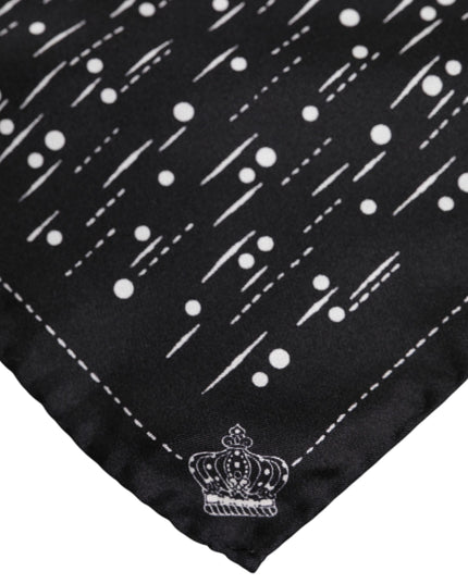 Dolce & Gabbana Black White Printed Square Men Foulard Scarf