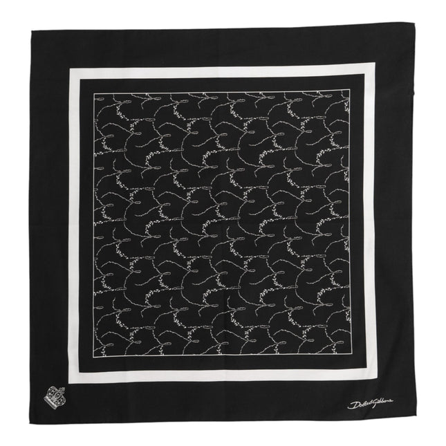 Dolce & Gabbana Black White Printed Square Foulard Scarf