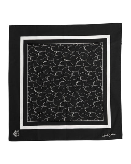 Dolce & Gabbana Black White Printed Square Foulard Scarf