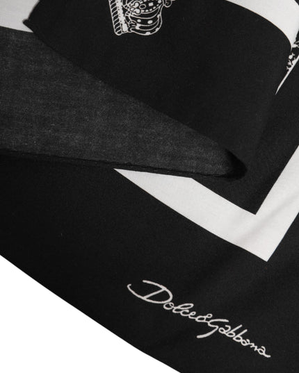 Dolce & Gabbana Black White Printed Square Foulard Scarf