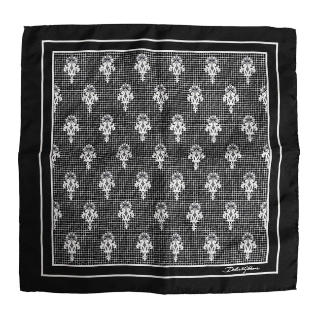 Dolce & Gabbana Black White Printed Square Foulard Scarf