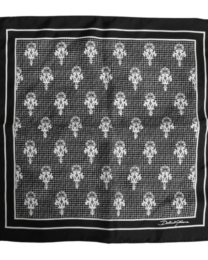 Dolce & Gabbana Black White Printed Square Foulard Scarf