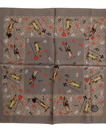 Dolce & Gabbana Brown Silk Printed Square Men Foulard Scarf