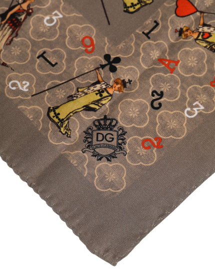 Dolce & Gabbana Brown Silk Printed Square Men Foulard Scarf