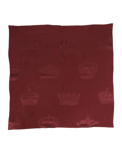 Dolce & Gabbana Maroon Silk Crown Square Men Foulard Scarf