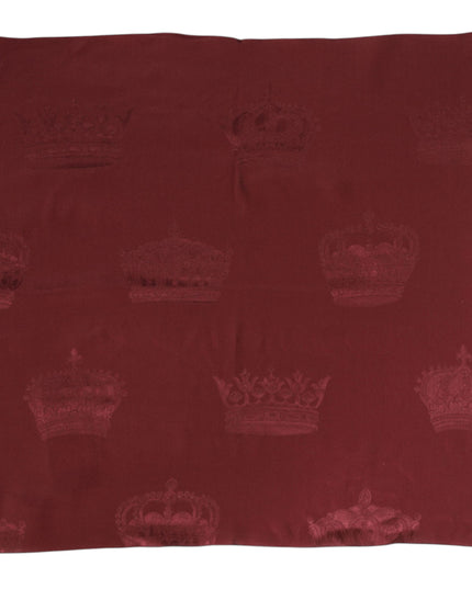 Dolce & Gabbana Maroon Silk Crown Square Men Foulard Scarf