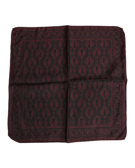 Dolce & Gabbana Maroon Black Printed Square Men Foulard Scarf